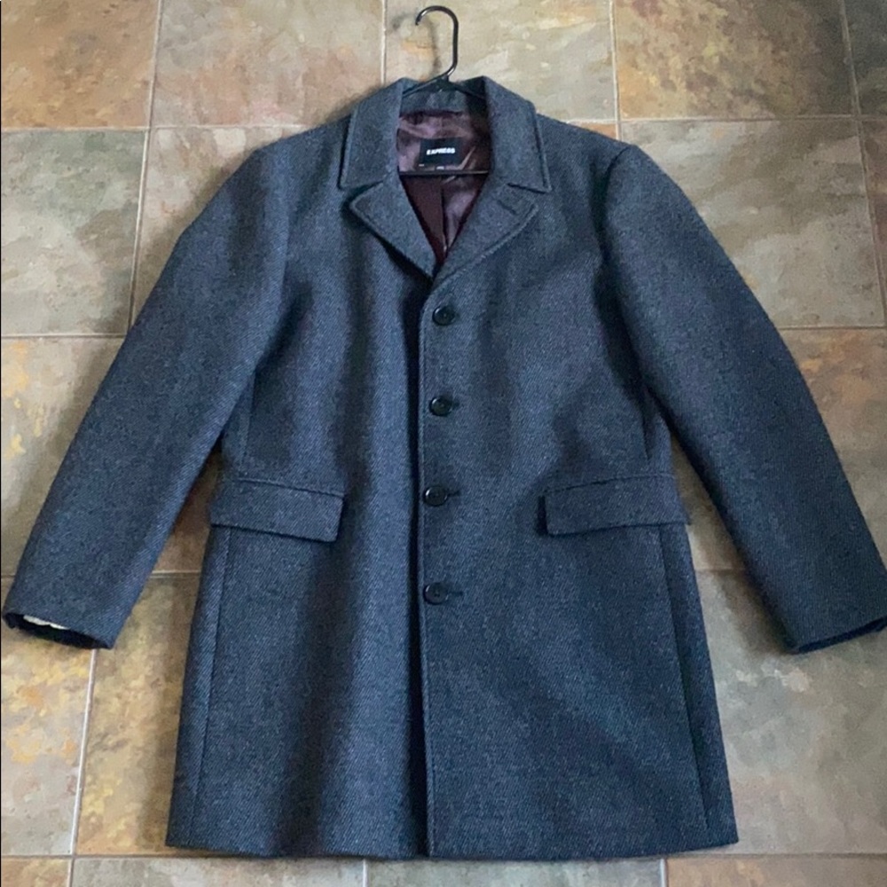 Express Charcoal Wool Blend Top Coat Men’s Medium